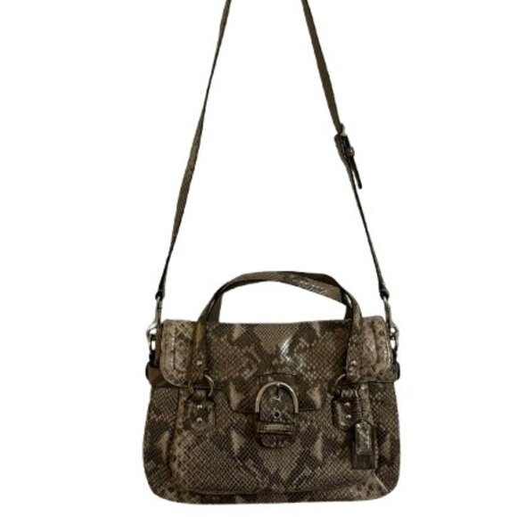 Coach Campbell Satchel Snakeskin Convertible Leather Shoulder Bag Purse - NWOT - Picture 4 of 14